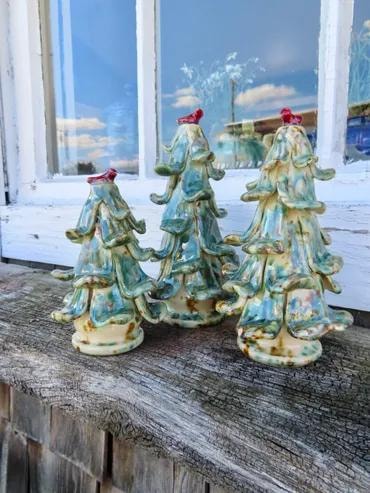 Aqua glazed ceramic Christmas trees
