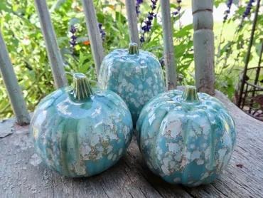Turquoise glazed ceramic pumpkins